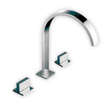 Treforo 3 Hole Curved Spout TRE/02/BS - Brushed Steel